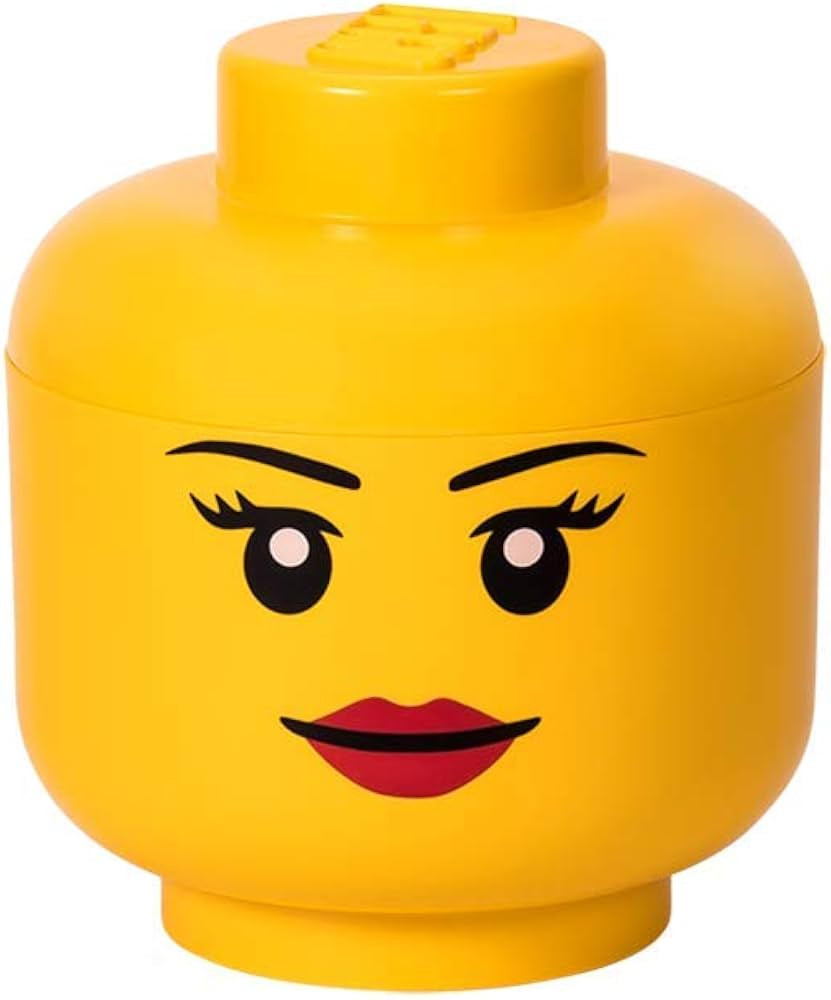 Lego Storage Head, Large, Girl, 9-1/2 x 9-1/2 x 10-3/4 Inches, Yellow | Amazon (US)