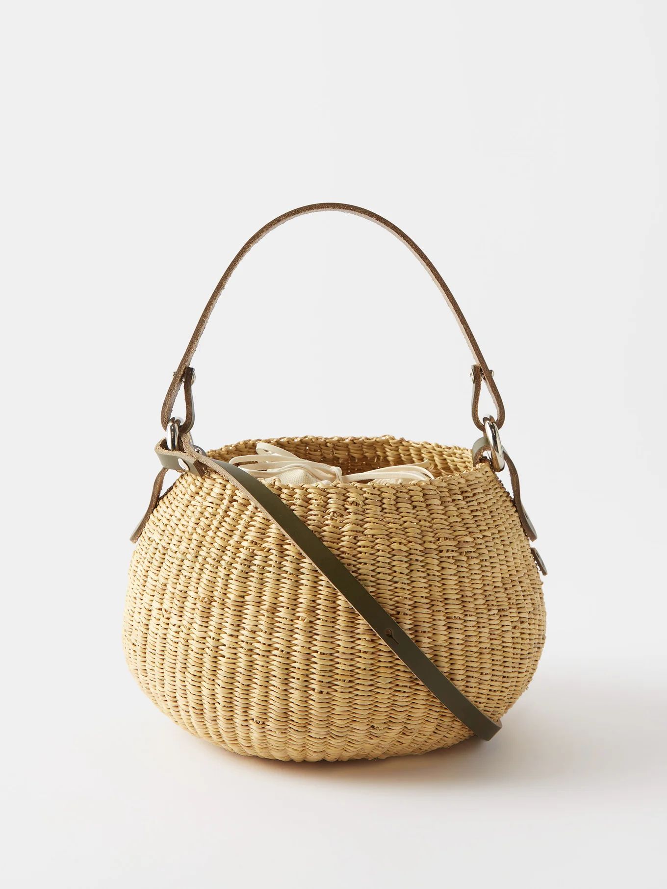 Auru leather-trim woven basket bag | Matches (UK)