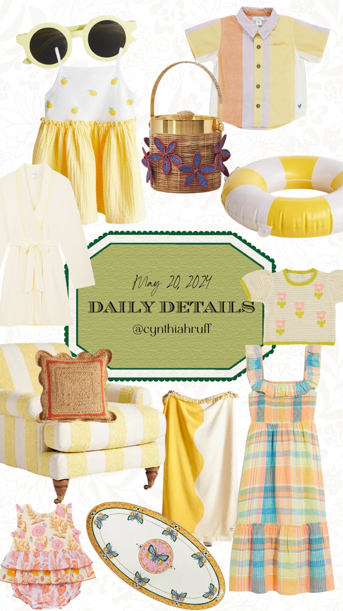 Joyful yellow for the whole family. 

Summer dress, vacation outfit, swim, home decor, classic style, preppy style, tuckernuck, Boden, Anthropologie, lake pajamas, striped dress, plaid dress, stripes, madras, plaid, summer style  

#LTKSeasonal #LTKStyleTip #LTKHome