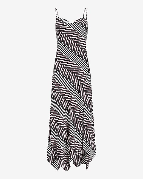 Conscious Edit Abstract Print Satin Cowl Neck Maxi Slip Dress | Express