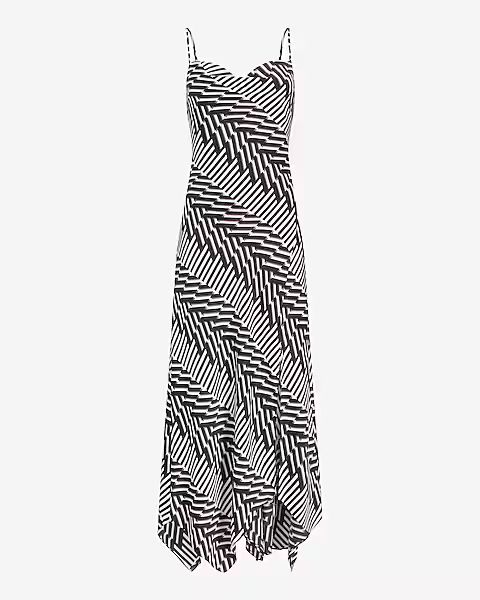 Conscious Edit Abstract Print Satin Cowl Neck Maxi Slip Dress | Express