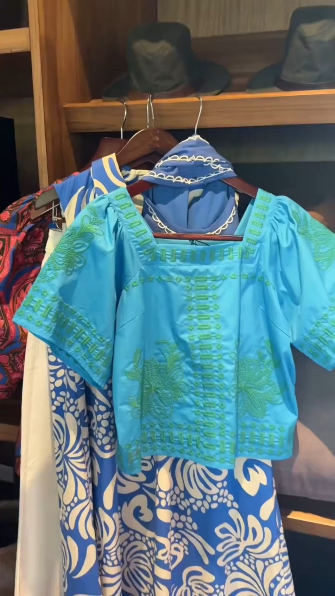 The turquoise embroidered blouse with puff sleeves paired over a bold blue and cream print skirt feels like the perfect resort look.

#LTKTravel #LTKootd