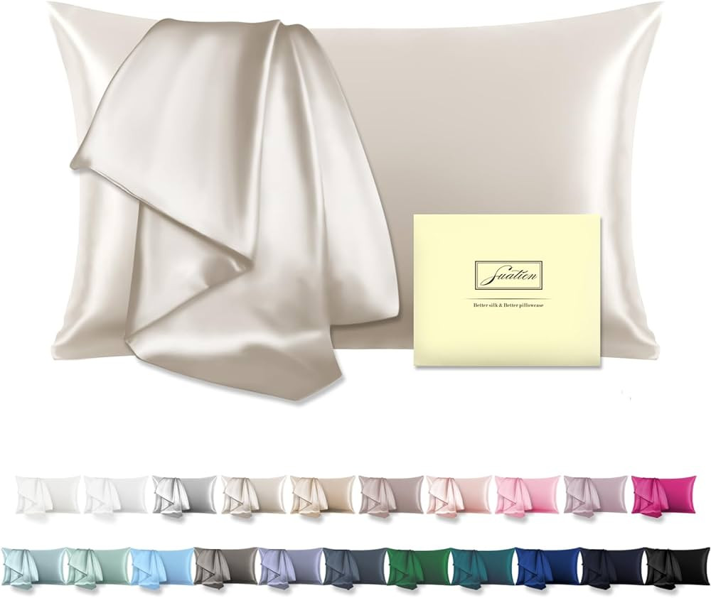 Mulberry Silk Pillow Cases Standard Size Silk Pillowcase with Zipper Soft Breathable Smooth Cooli... | Amazon (US)