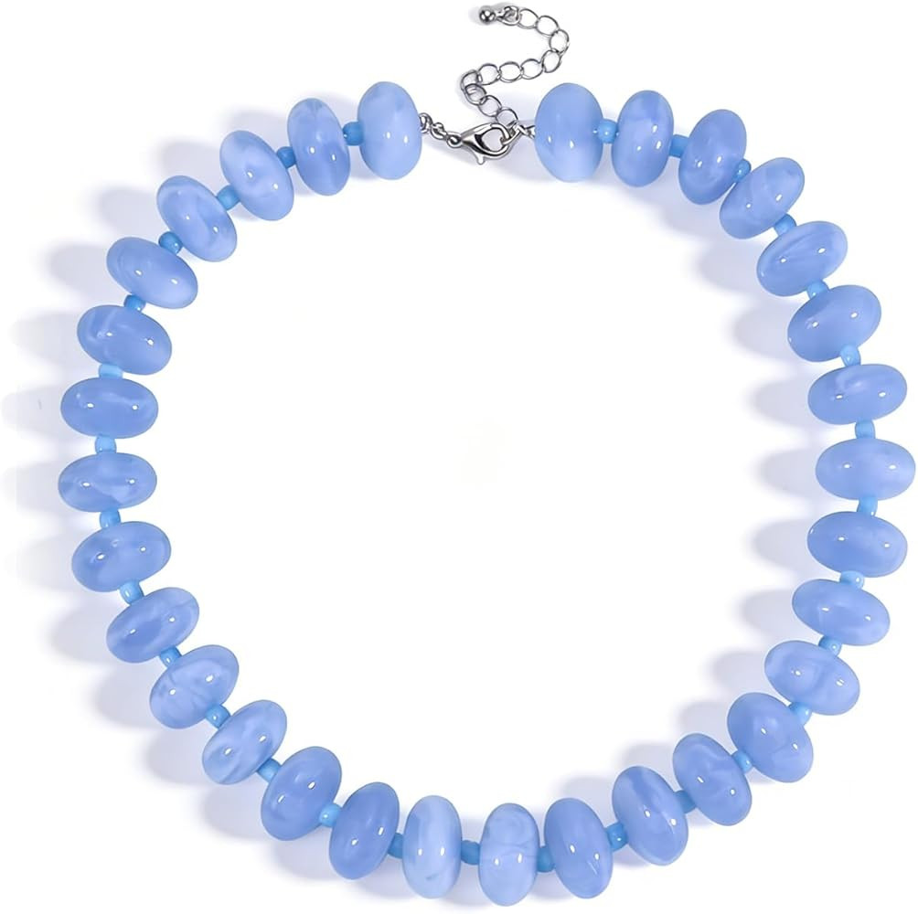 Chunky Beaded Necklaces for Women Acrylic Colorful Beaded Choker Necklace Boho Statement Necklace... | Amazon (US)