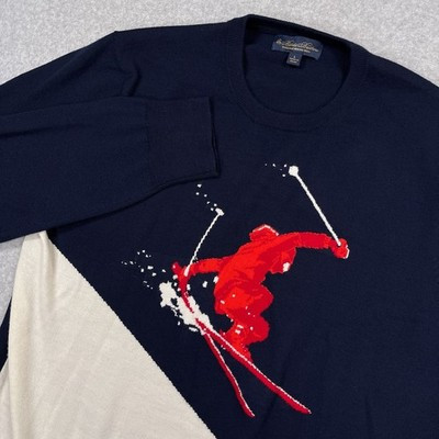 Brooks Brothers Sweater Mens Large Washable Merino Wool Crewneck Skier Ski Knit | eBay US
