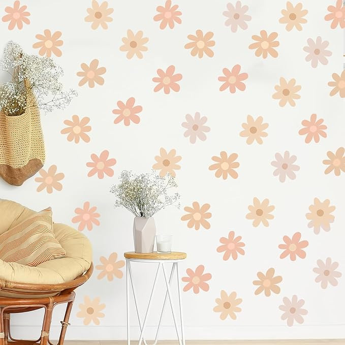 BBTO Daisy Wall Decal Flower Vinyl Wall Decals Daisy Stickers Floral Decals Peel and Stick for Nu... | Amazon (US)