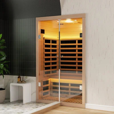 2-Person Indoor Infrared Sauna With Hemlock Wood, LCD Control, Bluetooth Audio, LED Light | Wayfair North America