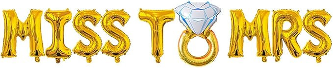 16 Inch Gold Miss to Mrs Letter Balloons - Diamond MRS Foil Balloons for Wedding Bachelorette Par... | Amazon (US)
