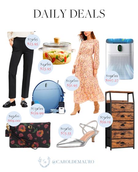 Don't miss out on getting today's deals on fashion, beauty, and home which include a floral dress, black trouser pants, air purifier, vacuum cleaner, transparent cooking pot, and more! 
#storagehacks #kitchenappliances #metallicsandals #springfashion

#LTKstyletip #LTKshoecrush #LTKSpringSale