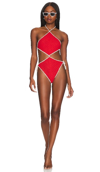 Cheyenne One Piece in Apple Red & Eggshell | Revolve Clothing (Global)