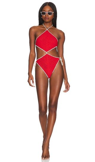 Cheyenne One Piece in Apple Red & Eggshell | Revolve Clothing (Global)