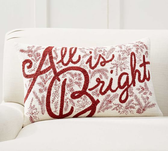 All is Bright Embroidered Lumbar Pillow Cover | Pottery Barn (US)