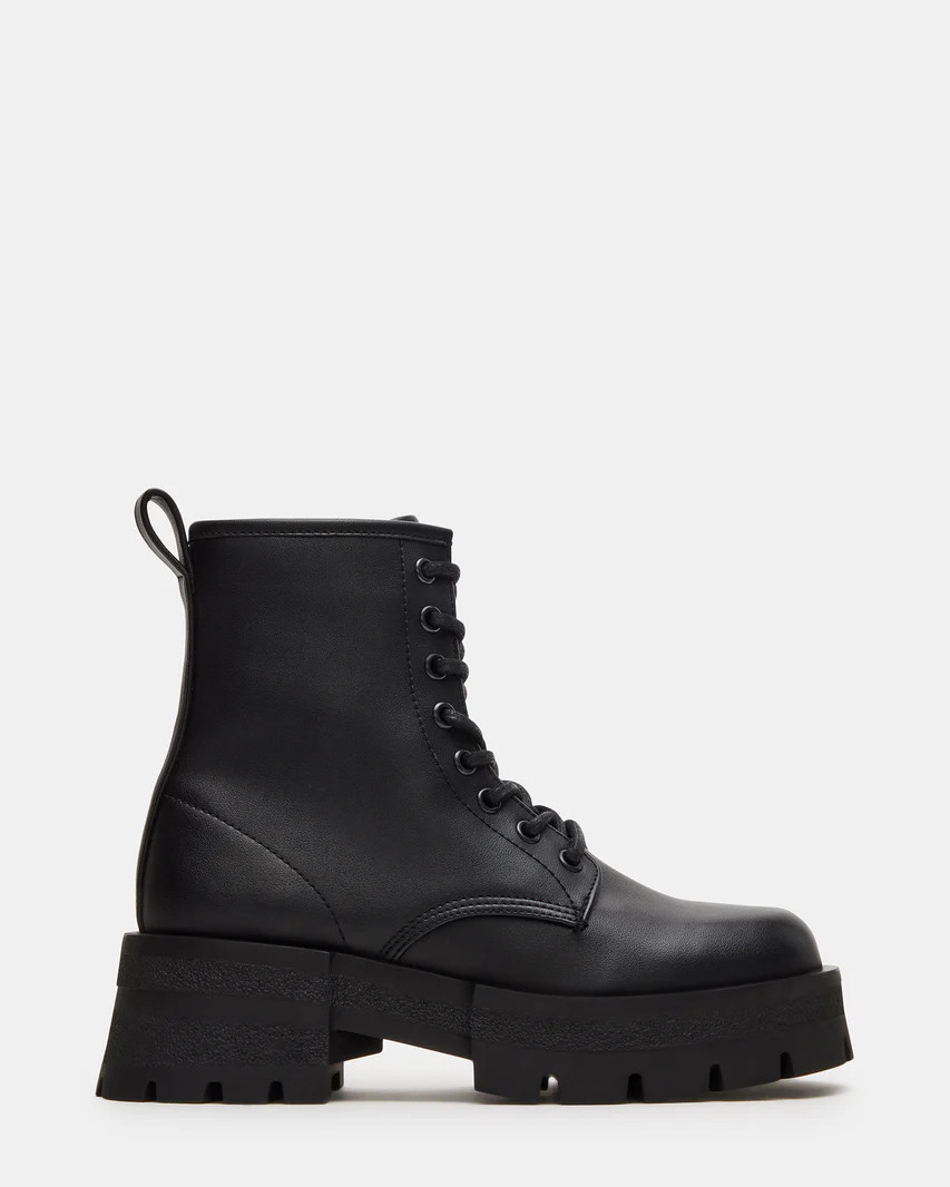 RASCAL Black Combat Ankle Bootie | Women's Booties | Steve Madden (US)