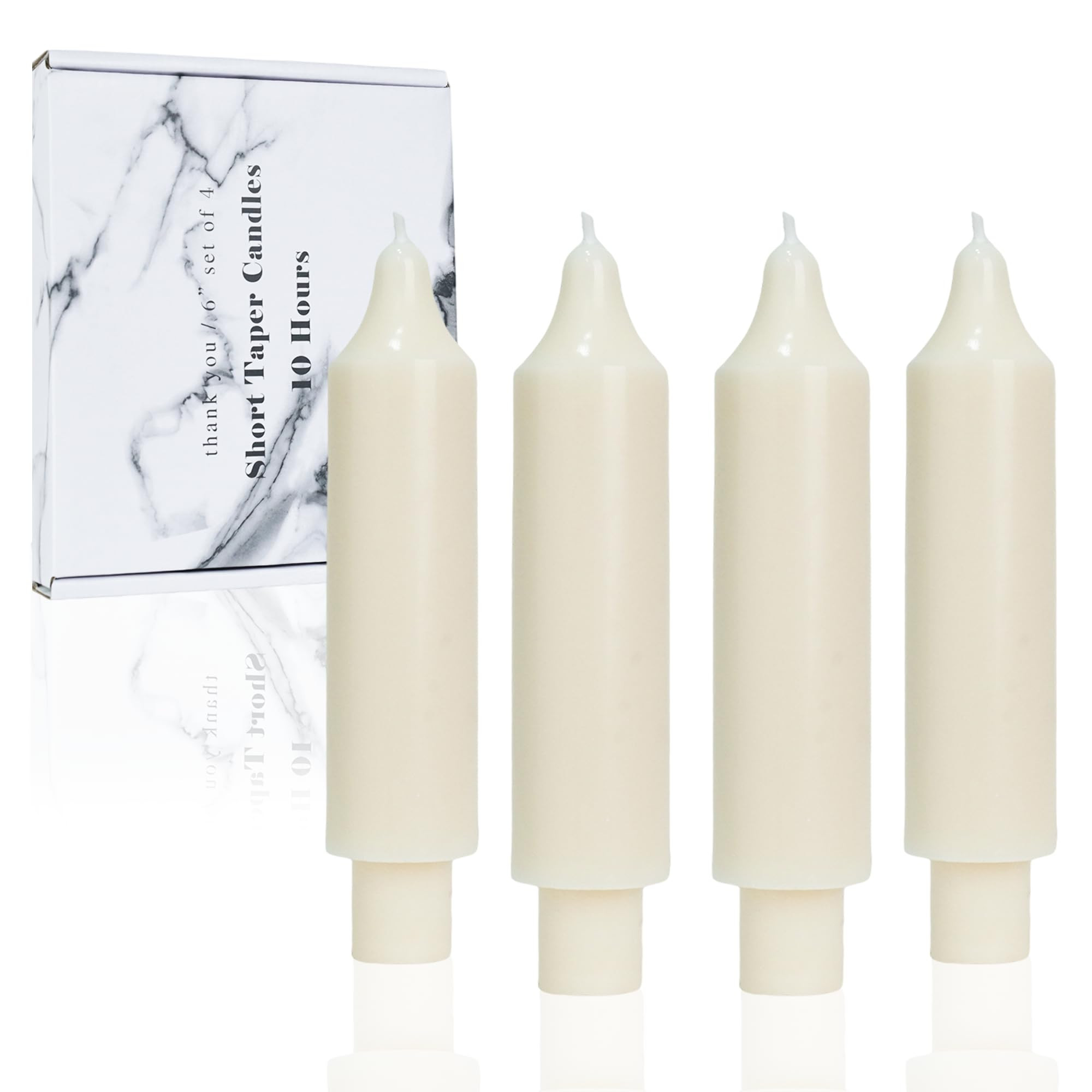 Candlesticks Short Taper Candle Ivory Candle Sticks Dripless Tapered Candles for Christmas Table ... | Amazon (US)