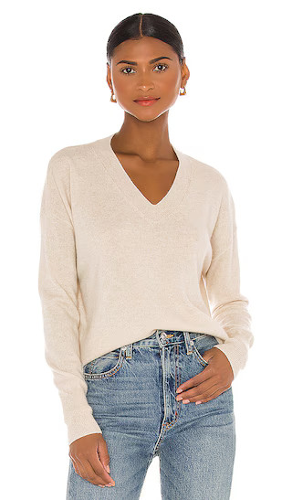 Spencer Cashmere V Neck Sweater in Oatmeal | Revolve Clothing (Global)