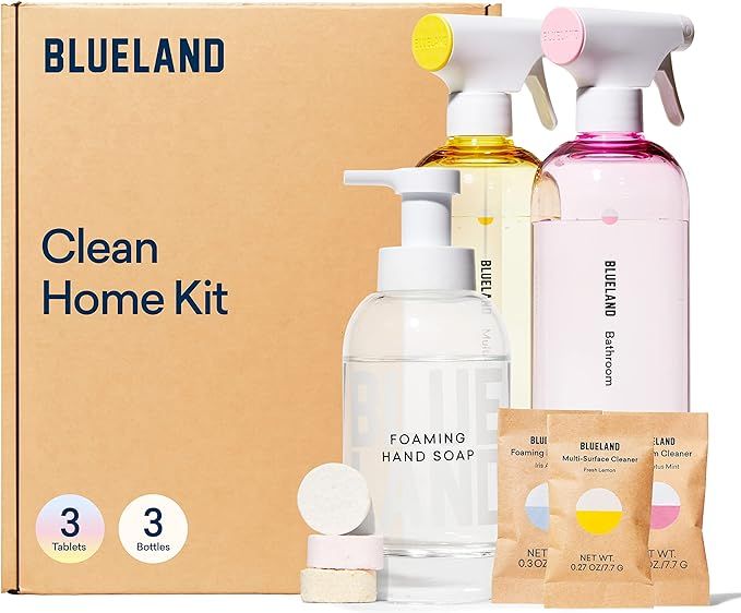 BLUELAND Clean Home Kit (3 Reusable Bottles + 3 Tablet Refills) Natural All Purpose Cleaner for K... | Amazon (US)
