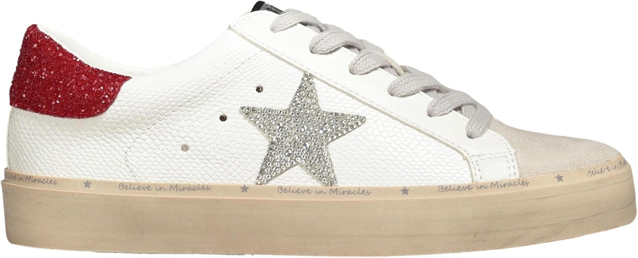 Mi.iM Gaby Rubber Sole Lace-up Snake Print Suede Star Sneakers | Amazon (US)