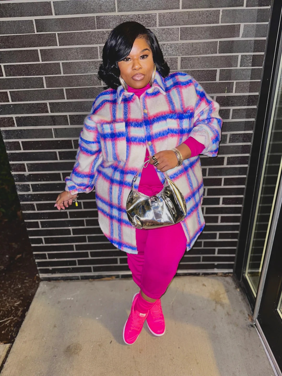 Royal Pink Plaid Shacket - Etsy | Etsy (US)