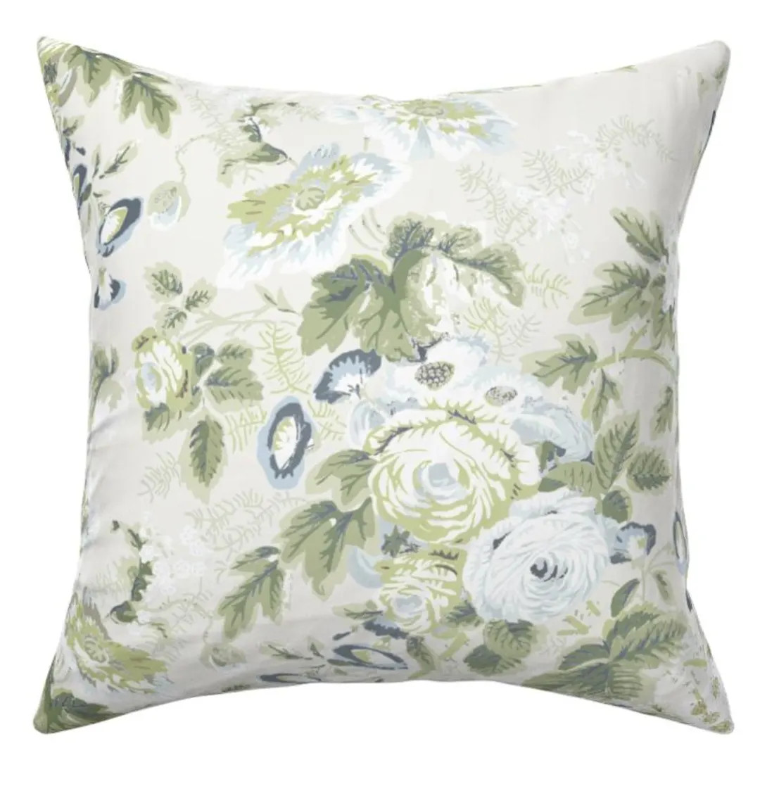 Whitney English Chintz Floral Sage Pillow Cover - Grandmillenial Decor - Etsy | Etsy (US)