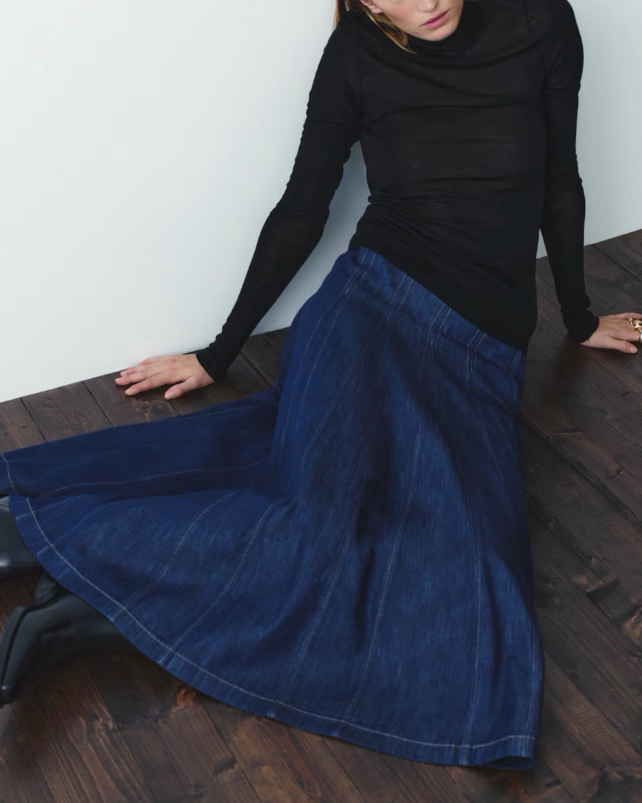 Denim midi skirt

#LTKSeasonal