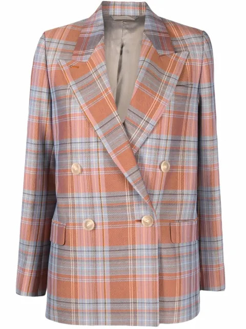double-breasted tartan suit jacket | Farfetch (US)