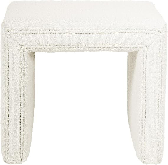 HomePop Modern Channel Tufted Ottoman Home Décor|Ottoman for Living Room & Bedroom - Cream Boucl... | Amazon (US)