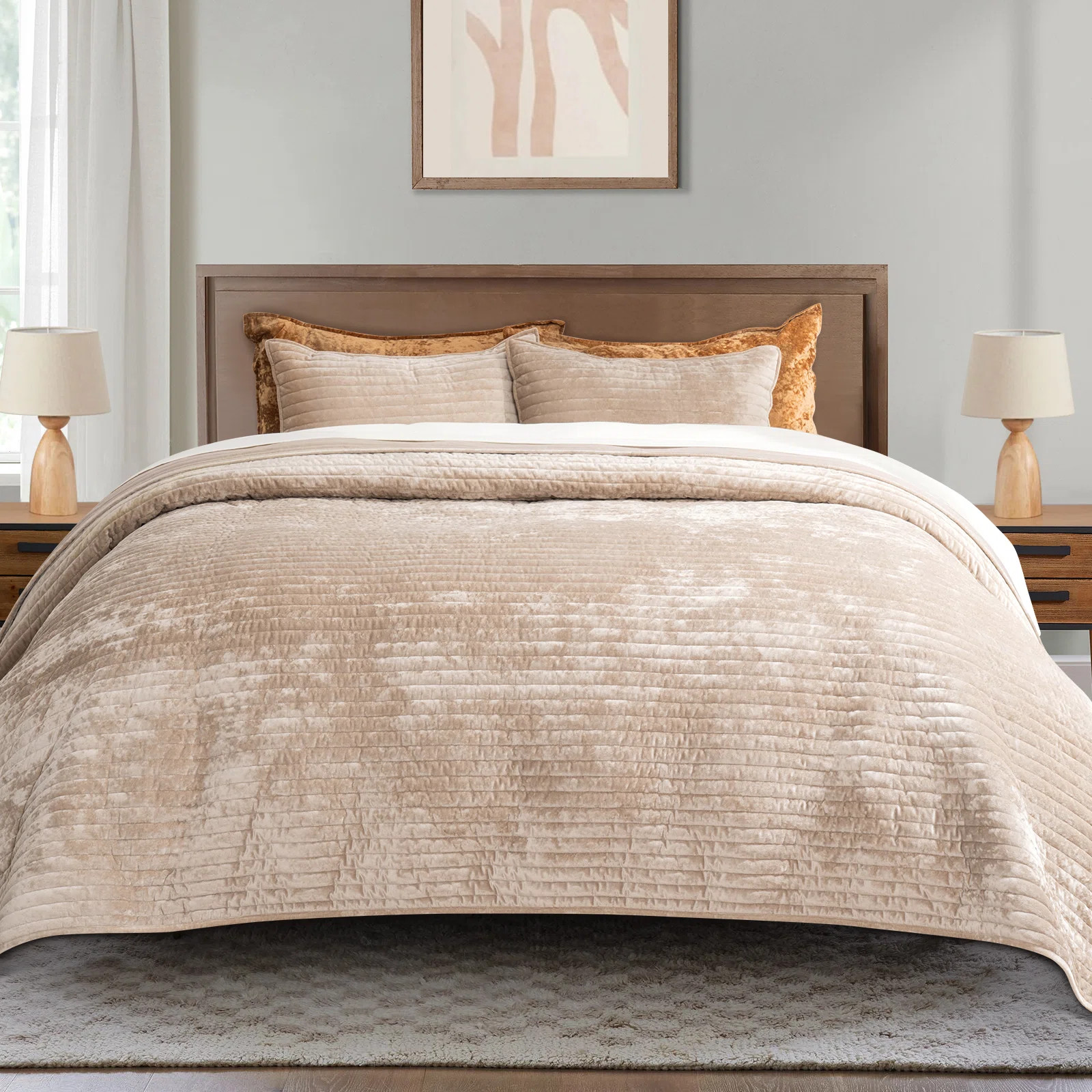 Luxe Velvet Channel Quilt Set | Wayfair North America