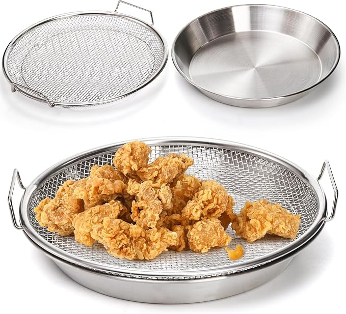 Tlence 10.3" Kitchen Oil Filter Tray, Stainless Steel Air Fryer Mesh Pan, Draining Basket Accesso... | Amazon (US)