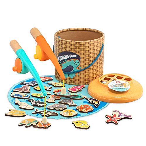 TOP BRIGHT Montessori Toddler Fishing Game - Kids Wooden Magnetic Fishing Toys Gifts for 3 Years Old Girls Boys, Fine Motor Skills for Toddler | Amazon (US)