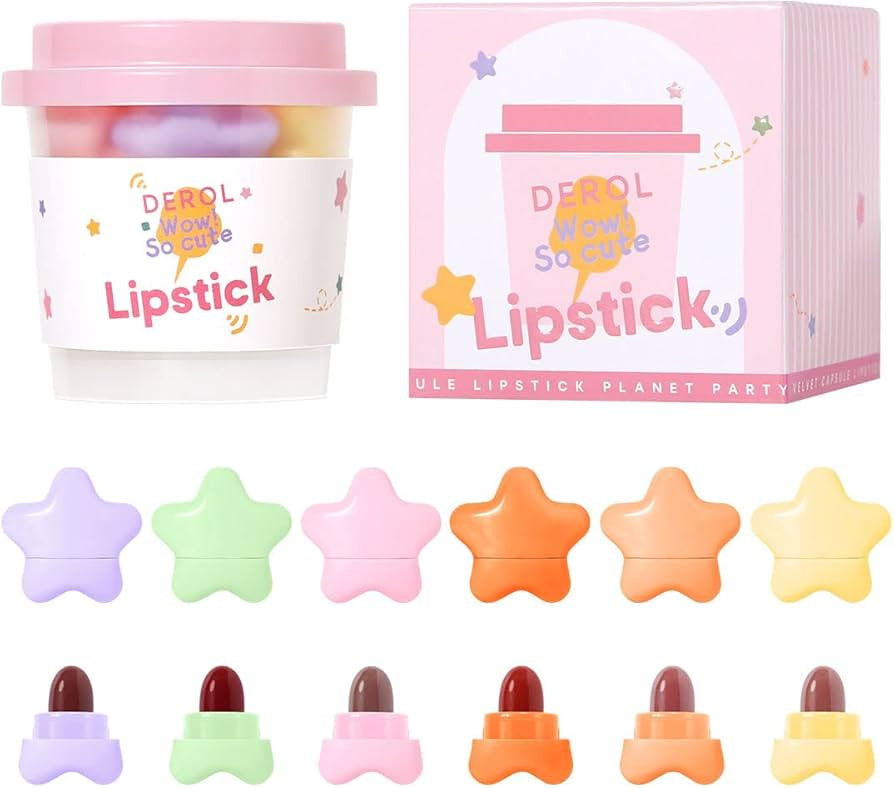 6-Color Mini Matte Color Star Capsule Lipstick set. Mini Long Lasting Non Stick Cups .Velvet Port... | Amazon (US)