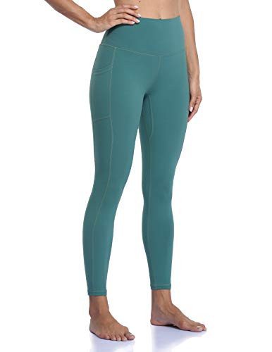 Colorfulkoala Women's High Waisted Tummy Control Workout Leggings 7/8 Length Yoga Pants with Pockets (L, Emerald Green) | Amazon (US)