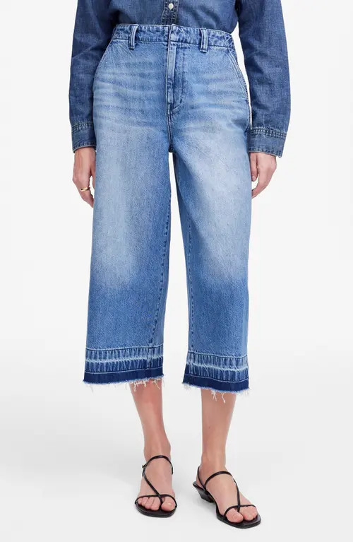 Madewell Release Hem High Waist Denim Culotte Jeans in Dupage Wash at Nordstrom, Size 31 | Nordstrom