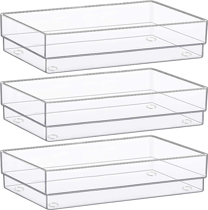 Kootek Desk Drawer Organizer Modular Plastic Bins Drawer Dividers Makeup Organizers Trays Customi... | Amazon (US)