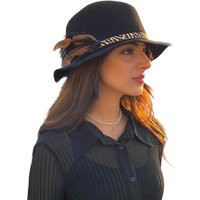 Gift For Her/ Black Felt Fedora Hat Women/ Boho Style/ Winter Hat/ Short Brim Ladies Distressed Made in Israel | Etsy (US)