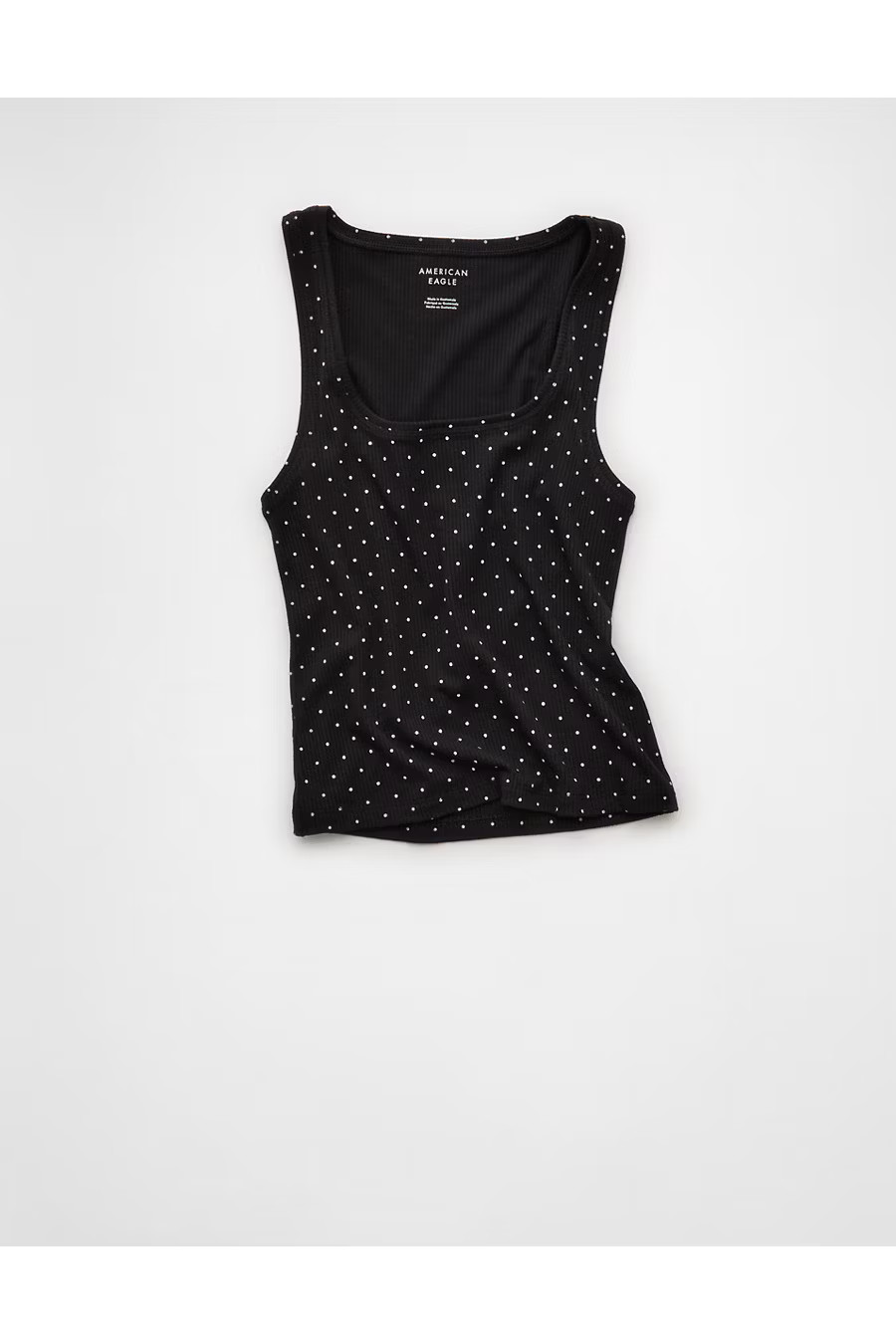 AE Square Neck Polka Dot Tank Top Women's True Black S | American Eagle Outfitters (US & CA)