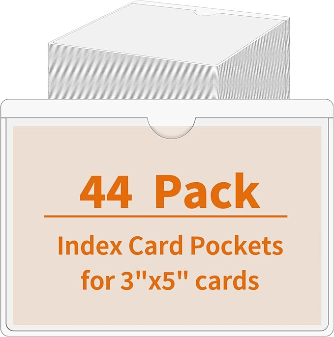 44 Pack Adhesive Pockets, Bin Labels for Storage Bins, Clear Label Holder, Index Card Holder 3x5 ... | Amazon (US)