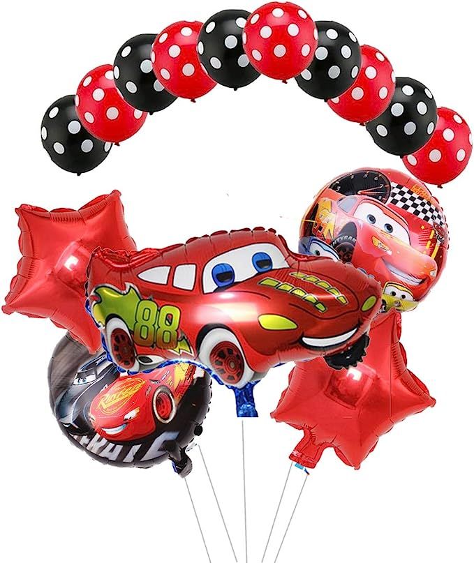 Party Supplies Cars Lightning McQueen Birthday Balloons Bouquet Cars Foil Balloons for Child Birt... | Amazon (US)