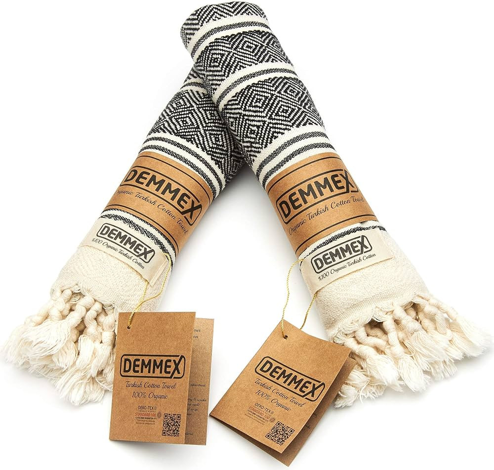 DEMMEX (Set of 2) Certified 100% Organic Turkish Cotton Prewashed Decorative Bathroom Peshtemal T... | Amazon (CA)