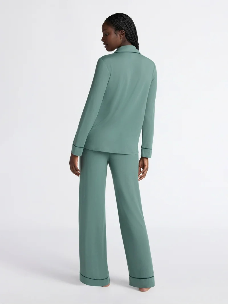 Joyspun Women’s Dreamy Soft Collection Long Sleeve Top and Pants Pajama Set, Sizes XS-4X | Walmart (US)