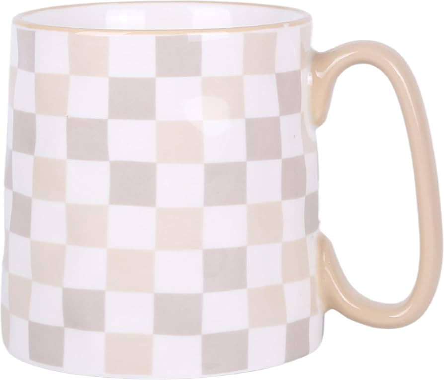 10 Strawberry Street Bella Neutral Check Mug, Set of 4 | Amazon (US)