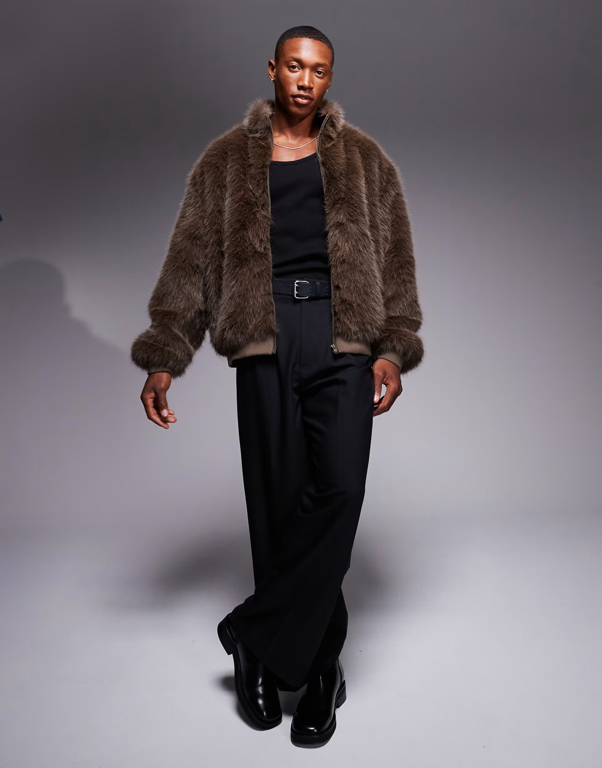 ASOS DESIGN faux fur jacket in brown | ASOS (Global)