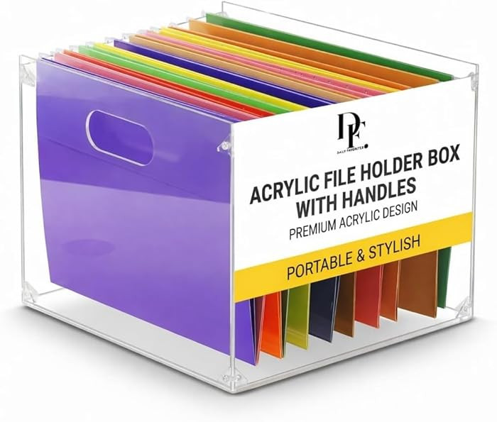 Clear Acrylic File Organizer, with Handles \u2013 Easy Assembly Required, Acrylic File Holder for... | Amazon (US)