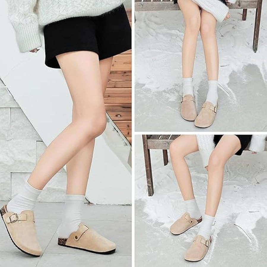 Suede Clogs Men & Women Unisex Leather Mules Soft Cork Footbed Adjustable Buckle Slip Sandals Pot... | Amazon (US)