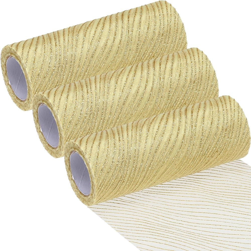 Sea Team 6-Inch-Wide Sheer Glitter Yarn Ribbon, Decorative Mesh Ribbon for Christmas Trees, Wreat... | Amazon (UK)