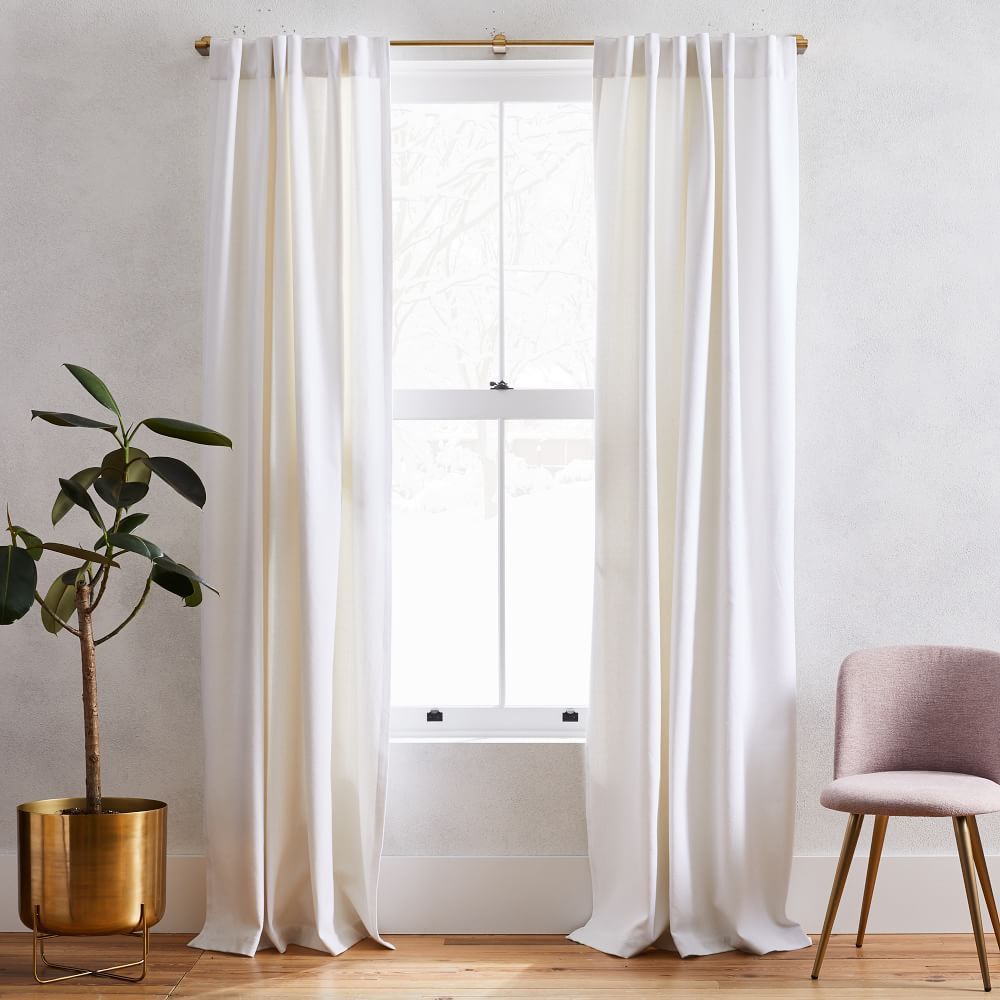 Washed Cotton Canvas Curtain, Set of 2, 48"x84", White | West Elm (US)