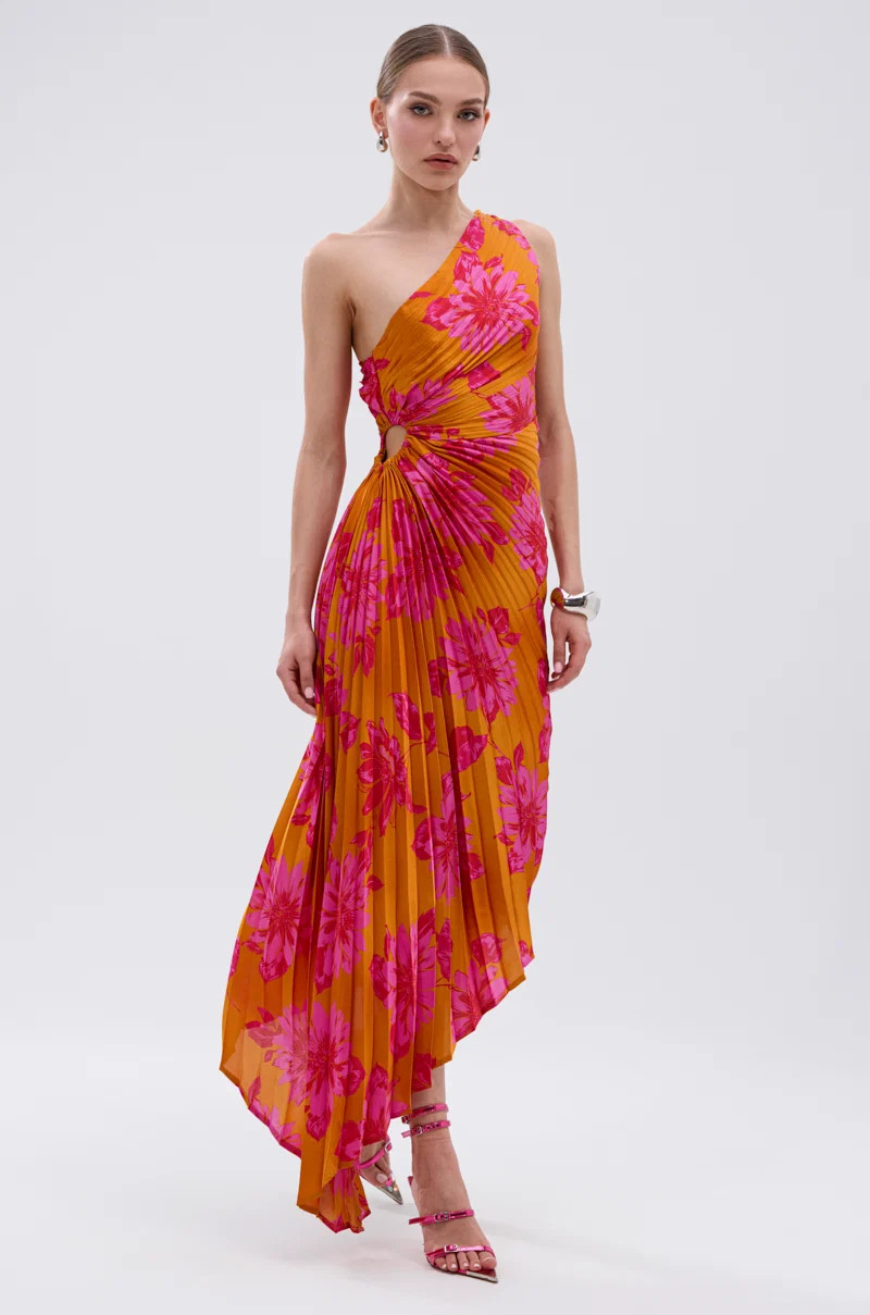 RADIANT ENERGY PRINTED MIDI DRESS | AKIRA