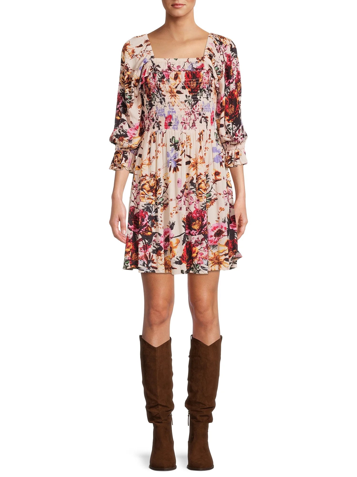 Romantic Gypsy Women's Puff Sleeve Floral Dress | Walmart (US)