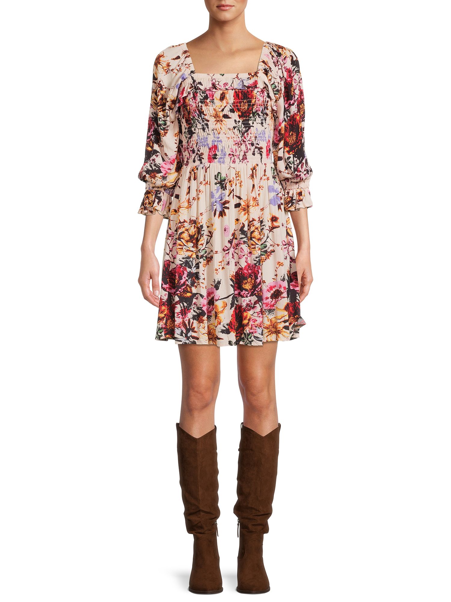 Romantic Gypsy Women's Puff Sleeve Floral Dress | Walmart (US)