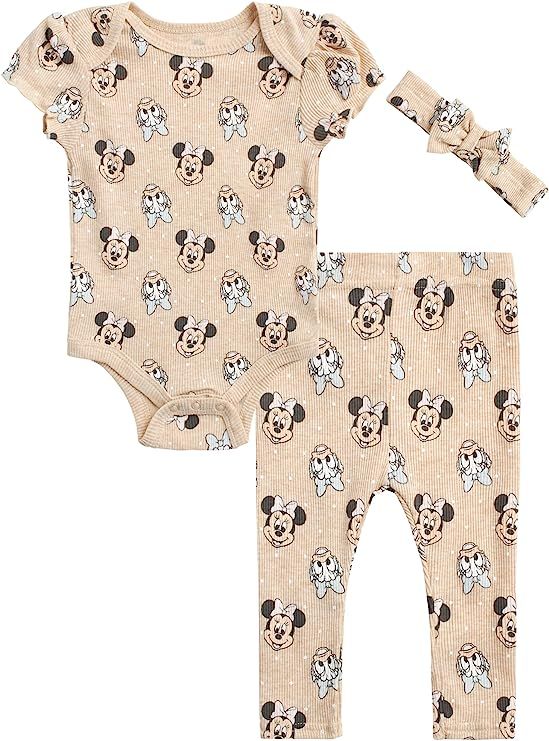 Disney Baby Newborn Girls' Layette Set - Bodysuit, Pants, Booties, Hat: Minnie Mouse, Winnie the ... | Amazon (US)