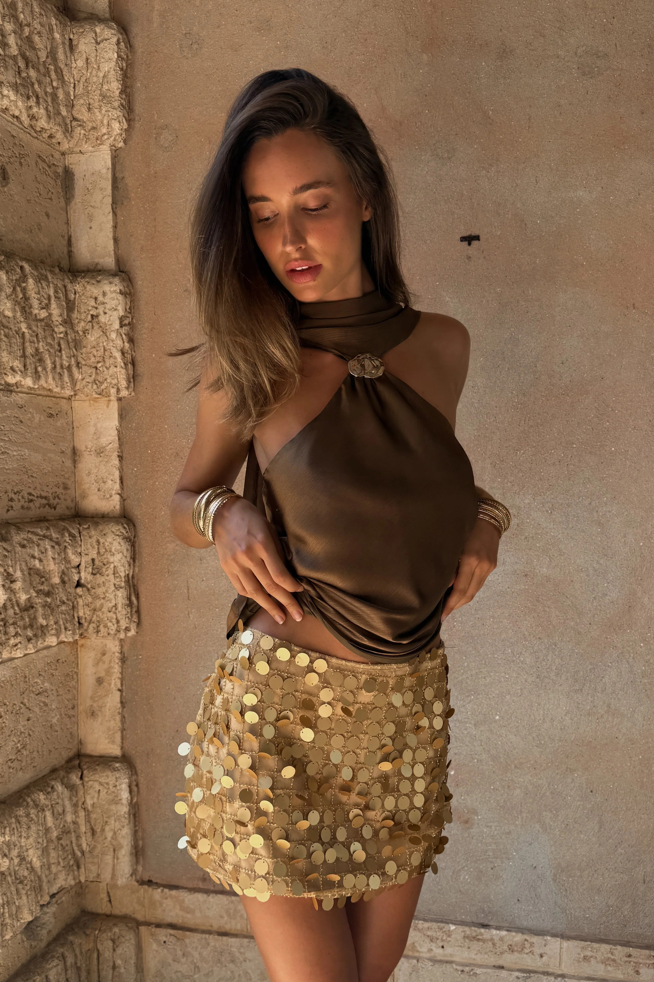 Miramar Gold Payette Mini Skirt | 12th Tribe | 12th Tribe